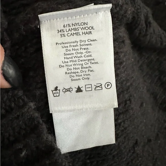 Eddie Bauer Wool Blend Cable Knit Open Cardigan In Charcoal Gray - Picture 5 of 7